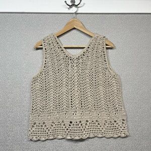 L/XL Vintage/Y2K Pure Knit Hand Knitted Sleeveless Sweater